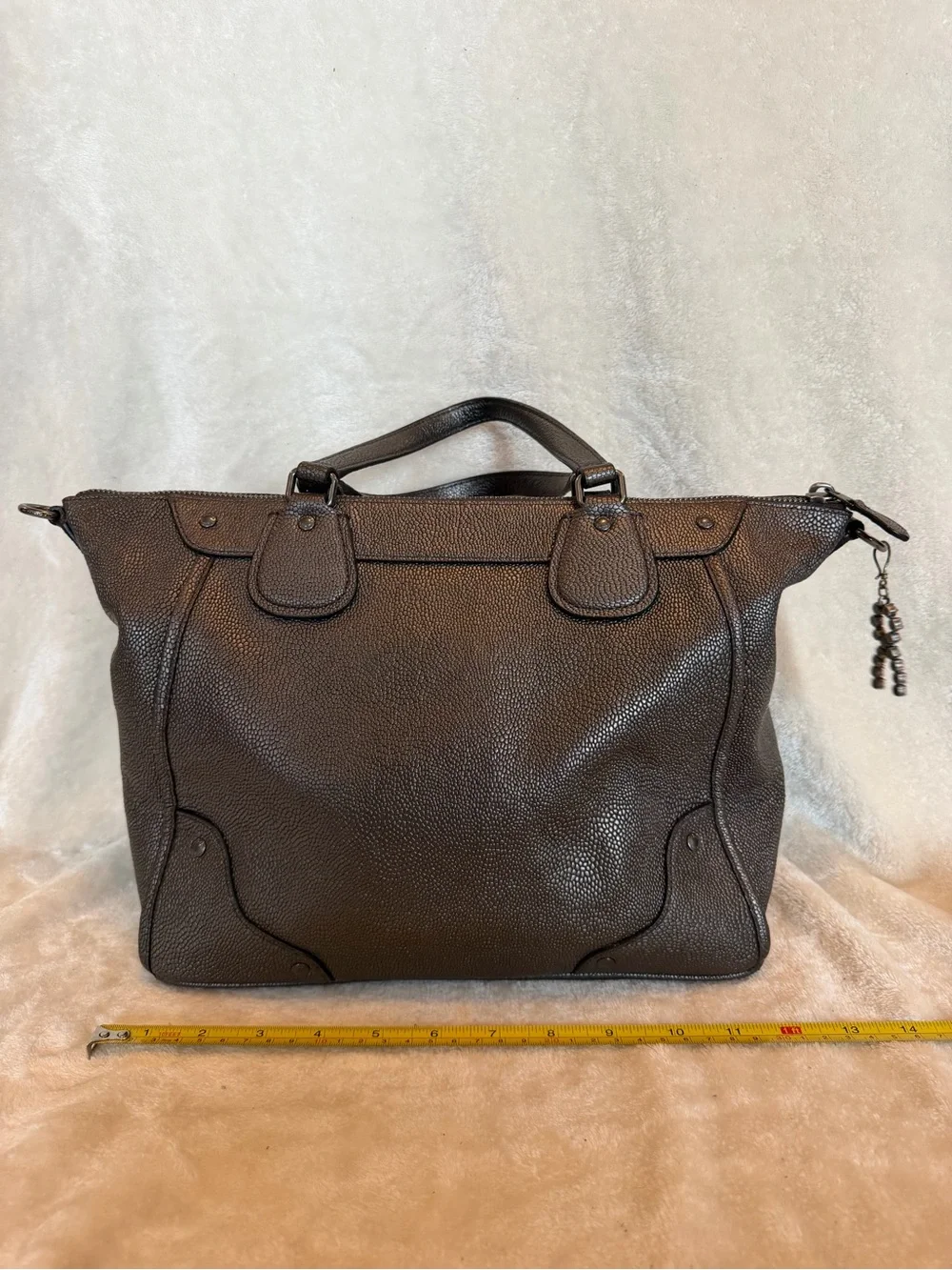 Coach Dark Brown Pebbled Leather Satchel with Removable Strap